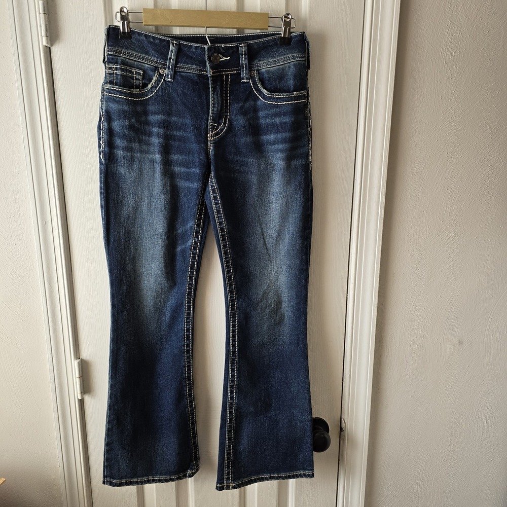 Silver Suki Bootcut Women's Jeans Size W 28 L 30 Thick Stitching Dark Blue